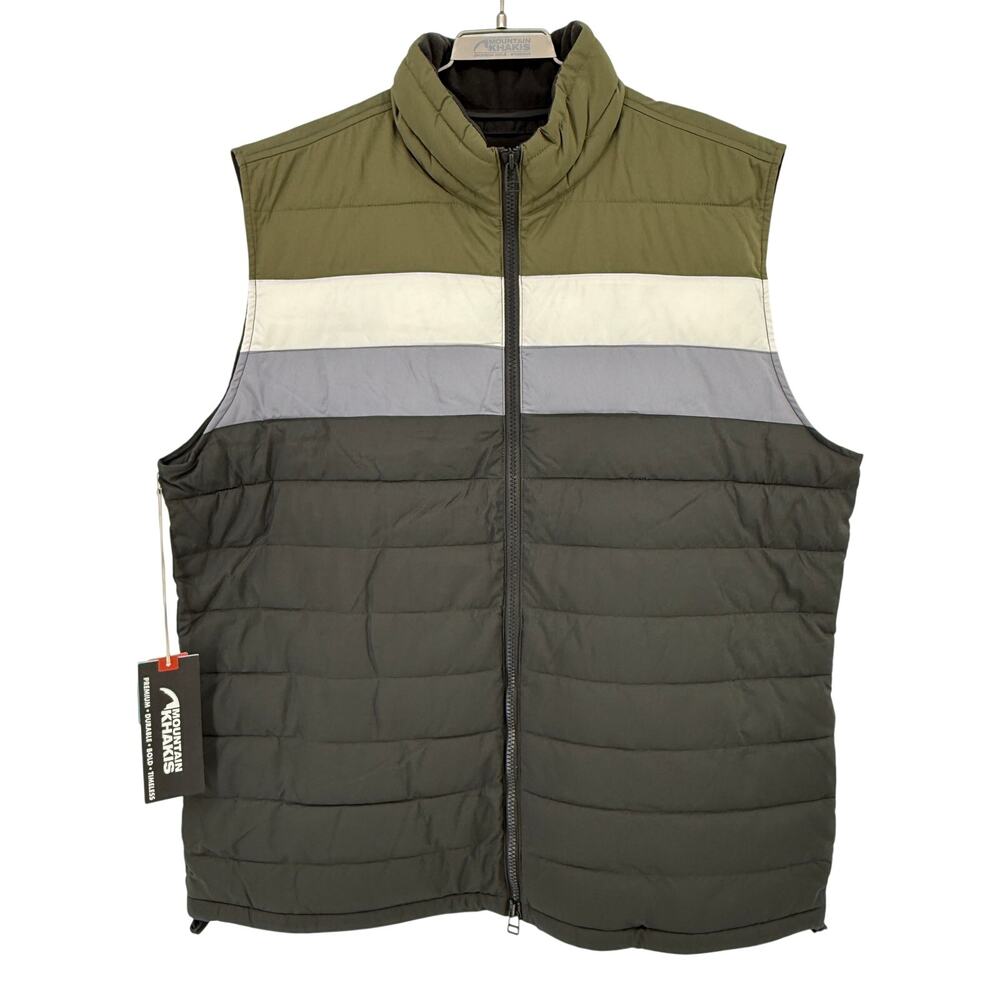 Mountain Khakis Rider Puffer Vest Mens Sz M Jackson Grey Green Gorpcore Stripe